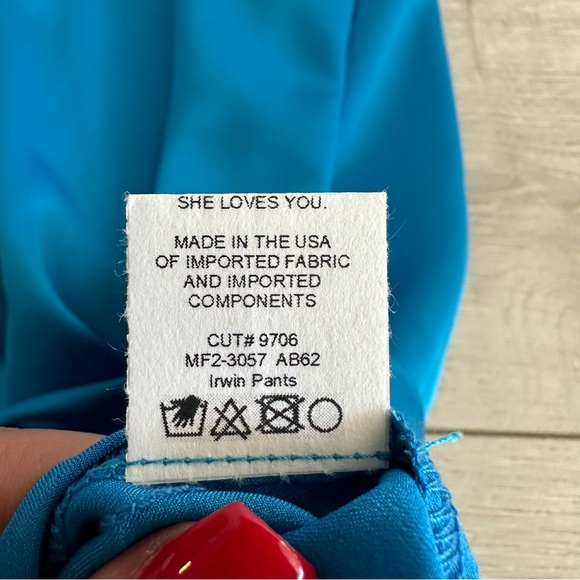 NWOT Show Me Your Mumu Irwin Blue Luxe Satin Wide Leg Pants Women's Small S - Picture 5 of 10